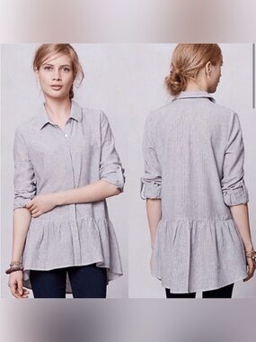 Anthropologie Sunday in Brooklyn Wiley Stripe Peplum Tunic Size Small